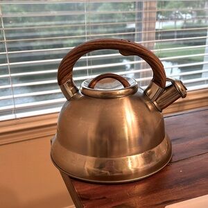 Stainless Steel and Faux Wood Balduzzi Tea Kettle